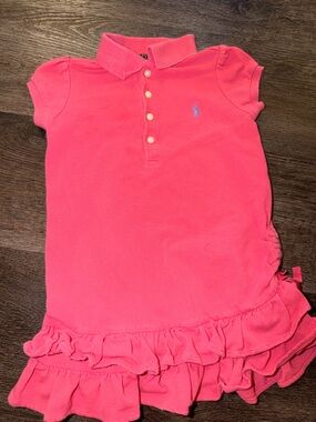 Polo by Ralph Lauren Girls Pink Ruffled Polo Dress
